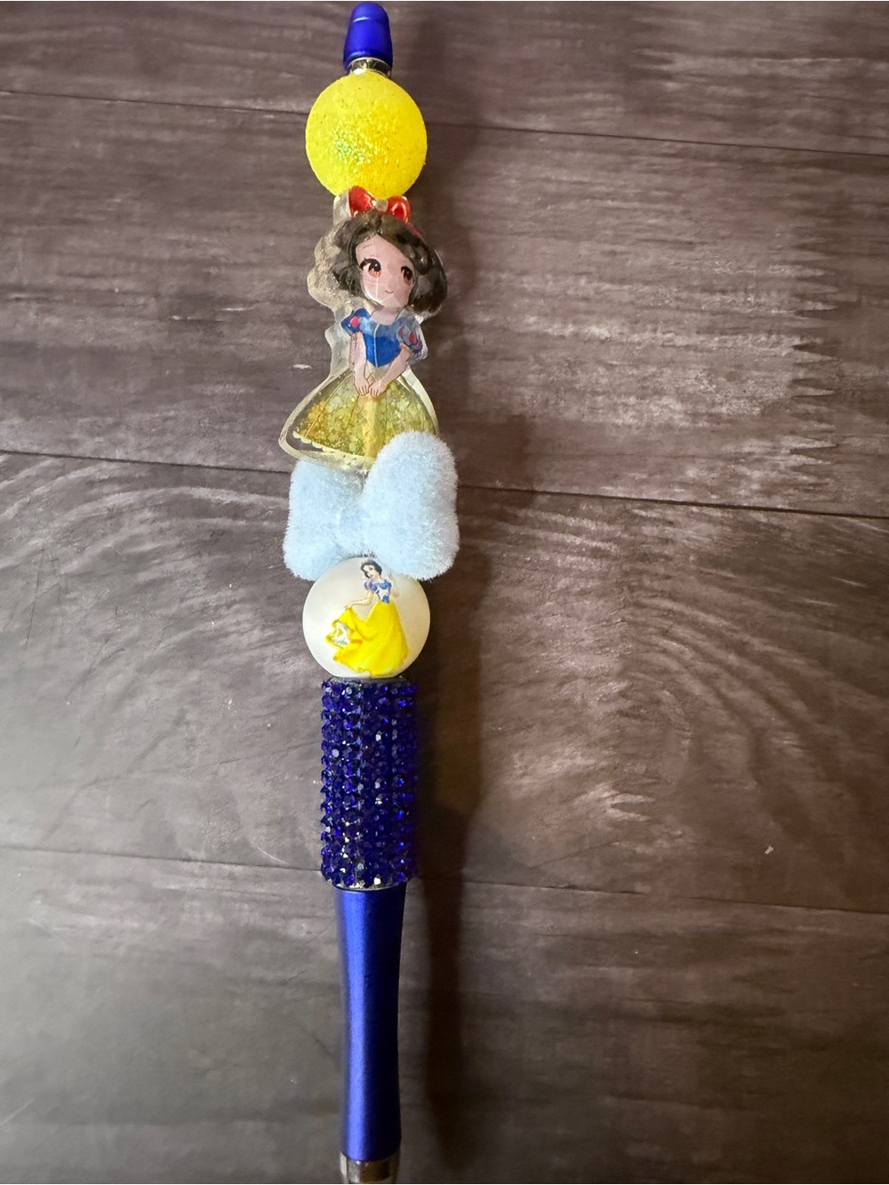 Blue Princess-Themed Pen with Yellow Accent